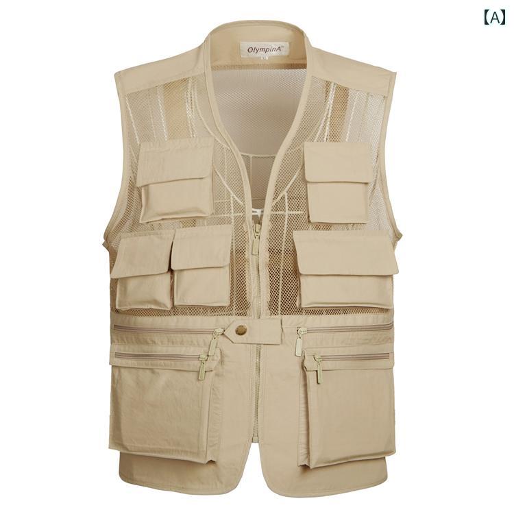 ベスト メッシュベスト マルチ ポケット 薄手 大きいサイズ 春秋 カジュアル アウトドア 釣り 高齢者 ..