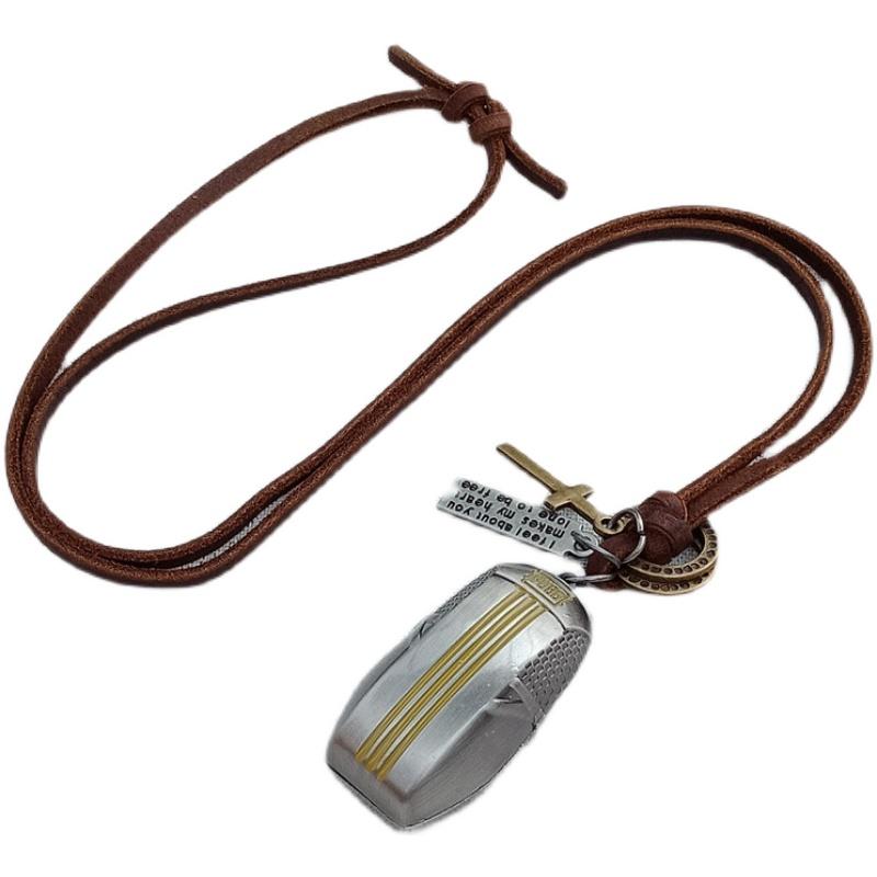 ネックレス ゲーム バック パック キーホルダーセット ロング 牛革 ロープ ペンダント メンズ 合金 ア..