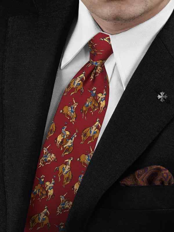 ネクタイ メンズ フォーマル ビジネス おしゃれ紳士 ウエスタン カウボーイ バーガンディ 乗馬 ハイエンド プリント レトロ ネクタイ ..