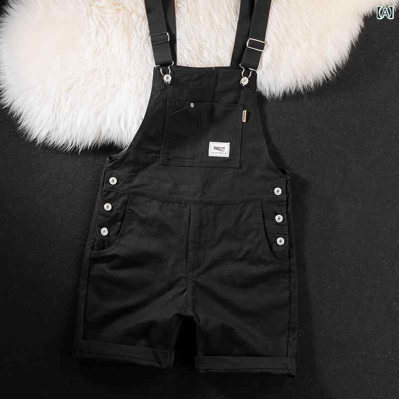 サスペンダーパンツ オーバーオール メンズ サマー ストレート カジュアル ショートパンツ レディース オーバーオール サロペット 大きいサイズ