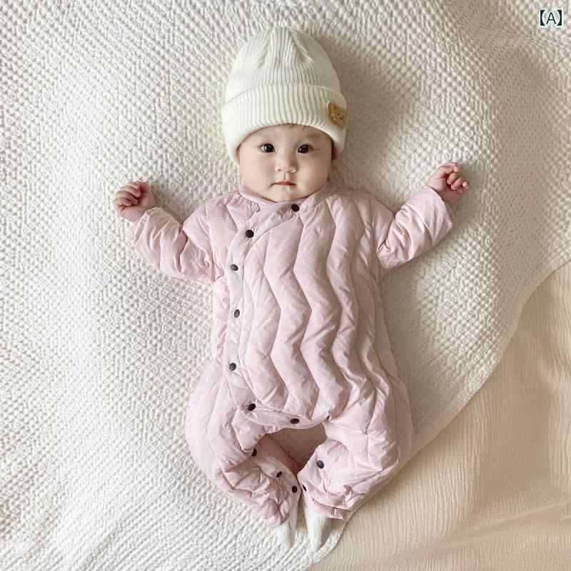 楽天ラ・グラーヌカバーオール ジャンプスーツ 赤ちゃん ベビー 子供 冬 薄手 ダウン 男の子 韓国 ラウンドネック カジュアル あったか シンプル 防寒 アウトドア お出かけ
