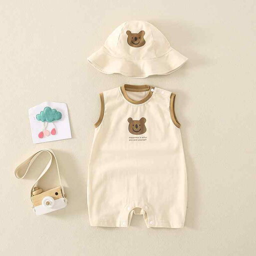 ベビーウェア サマー ベスト ジャンプスーツ 新生児 綿 夏服 半袖 ロンパース 乳児 お出かけ 快適 薄手 ノースリーブ 帽子 ベビーウェア サマー ベスト ジャンプスーツ 新生児 綿 夏服 半袖 ロンパース 乳児 お出かけ 快適 薄手 ノースリーブ 帽子