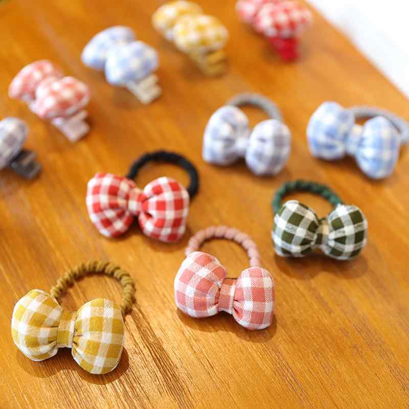 リボン 韓国 かわいい 子供用 ヘア アクセサリー 赤ちゃん 赤 チェック柄 女の子 ゴム バンド ヘア バ..