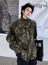 カジュアルシャツ トップス メンズ チャイナ風 ストリート メタルボタン ヒョウ柄 長袖 動物柄 シャツ レディース 春 アメリカン ジャケット
