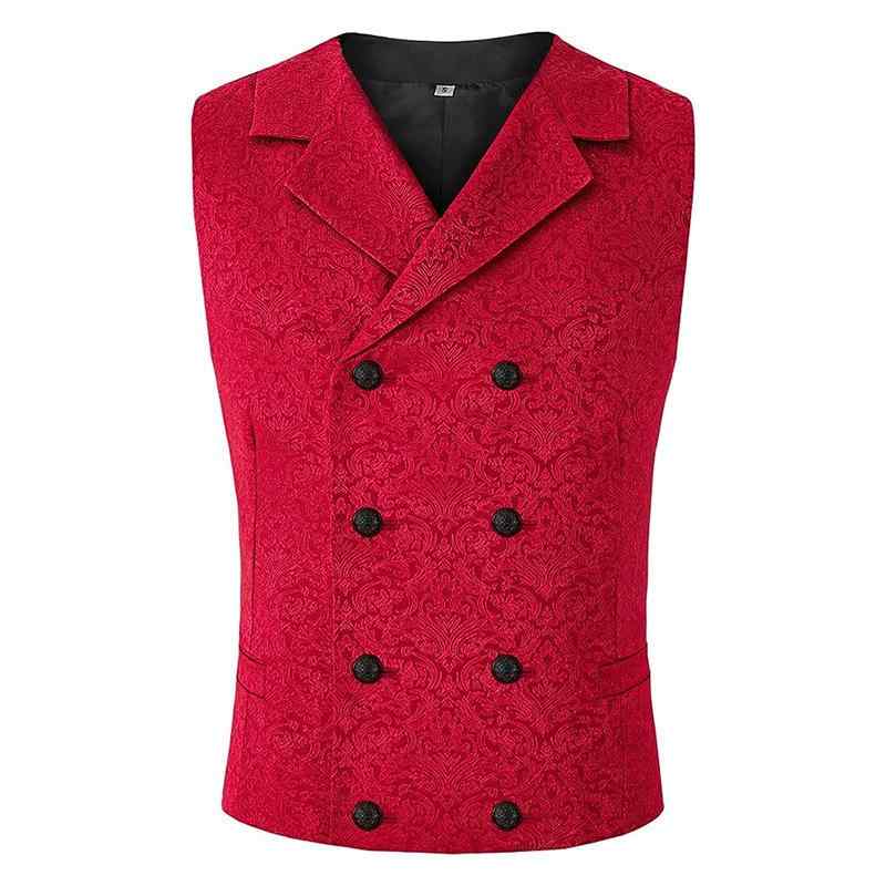 スーツベスト チョッキ 英国 ゴシック スタイル ダブルブレスト 襟 ベスト スタイリッシュ メンズ カジュアル 大きいサイズ ジャカード シンプル