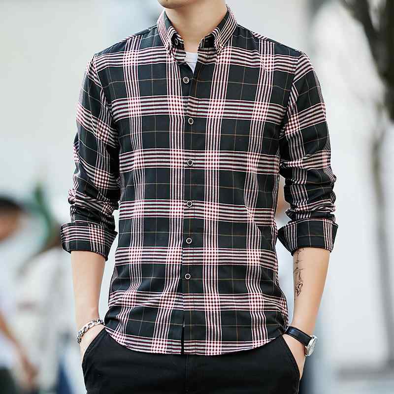 チェック柄 シャツ 高級感 メンズ カジュアル スタイリッシュ アメリカン 秋 長袖 シングルブレスト スリムフィット お出かけ ファッション トップス