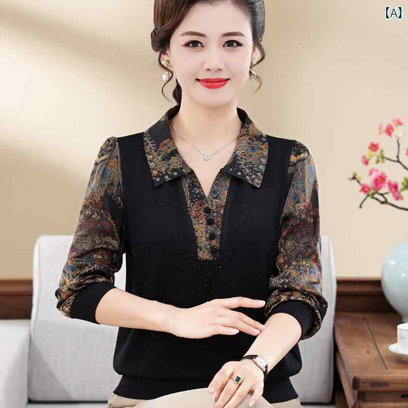 春秋 襟付き Tシャツ 長袖 レディース 薄手 秋服 大きめ サイズ ゆったり レイヤリング 大人向け 婦人用 トップス おしゃれ