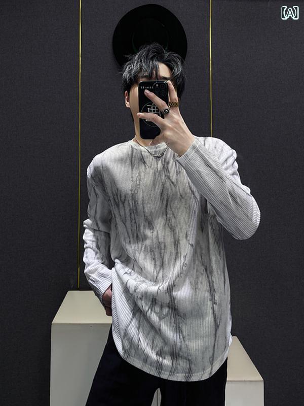 メンズ Tシャツ プルオーバー コットンニット 長袖 春秋 リラックスウェア ルームウェア ナチュラル シンプル カジュアル レジャー リゾート 休日