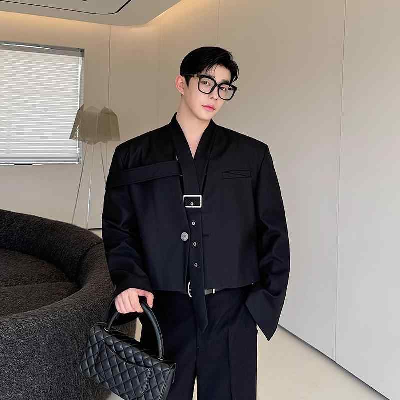 Other - メンズ 紳士服 ジャケット カジュアルジャケット ノーカラー メタルスタッズ ホスト シングルブレスト 春秋 おしゃれ トレンディ ファッショナブル