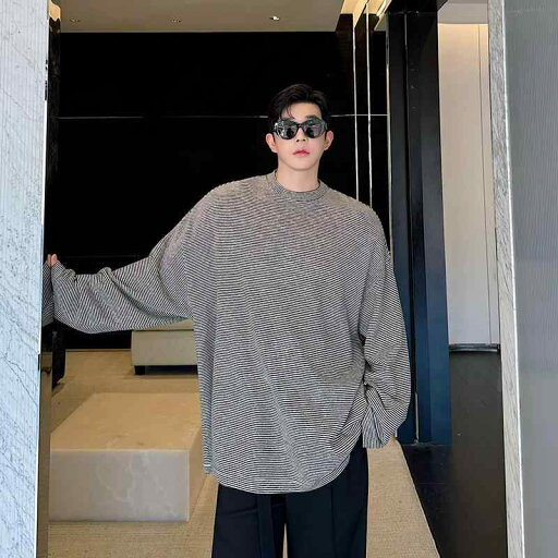 メンズ レディース セーター ストライプ 長袖 ニットTシャツ オーバーサイズ 秋冬 ユニセックス おしゃれ トレンディ アーバン ノーブル メンズ レディース セーター ストライプ 長袖 ニットTシャツ オーバーサイズ 秋冬 ユニセックス おしゃれ トレンディ アーバン ノーブル