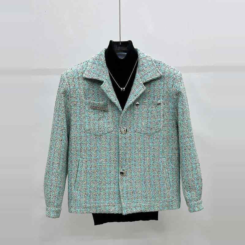 ショート ジャケット メンズ 秋 カジュアル チェック 上着 長袖 シングルブレスト シャツ襟 パッド ポケット 軽量 防風 コート アウター ビジネス スリム フォーマル 普段使い(4)