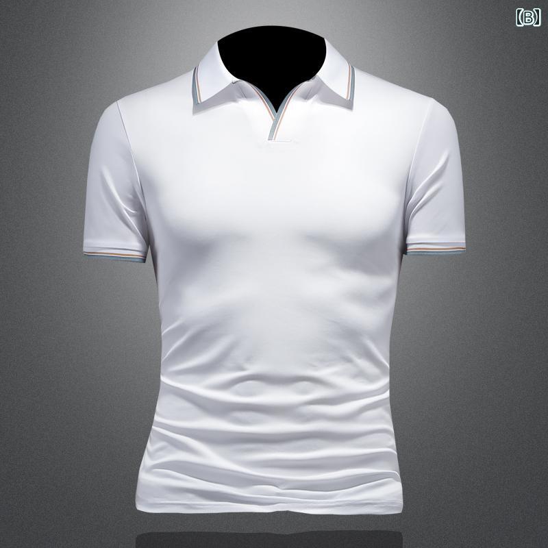 ポロシャツ シンプル スポーツ ゴルフ メンズ 夏 薄手 大きいサイズ 半袖 コットン スリムフィット カジュアル デイリー レジャー リゾート 休日