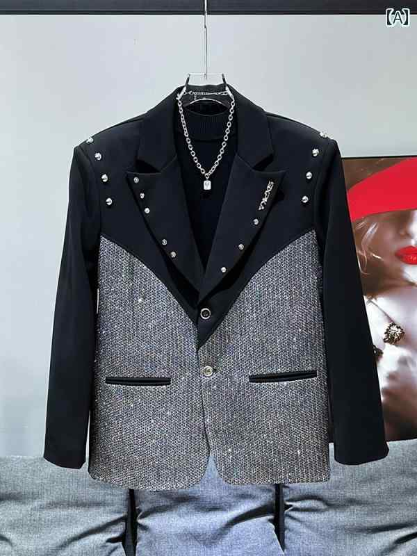 ジャケット エレガント 高級感 メンズ ステージ 衣装 上品 春秋 長袖 シングルブレスト ポケット パーティー ファッション トップス ストレートヘム