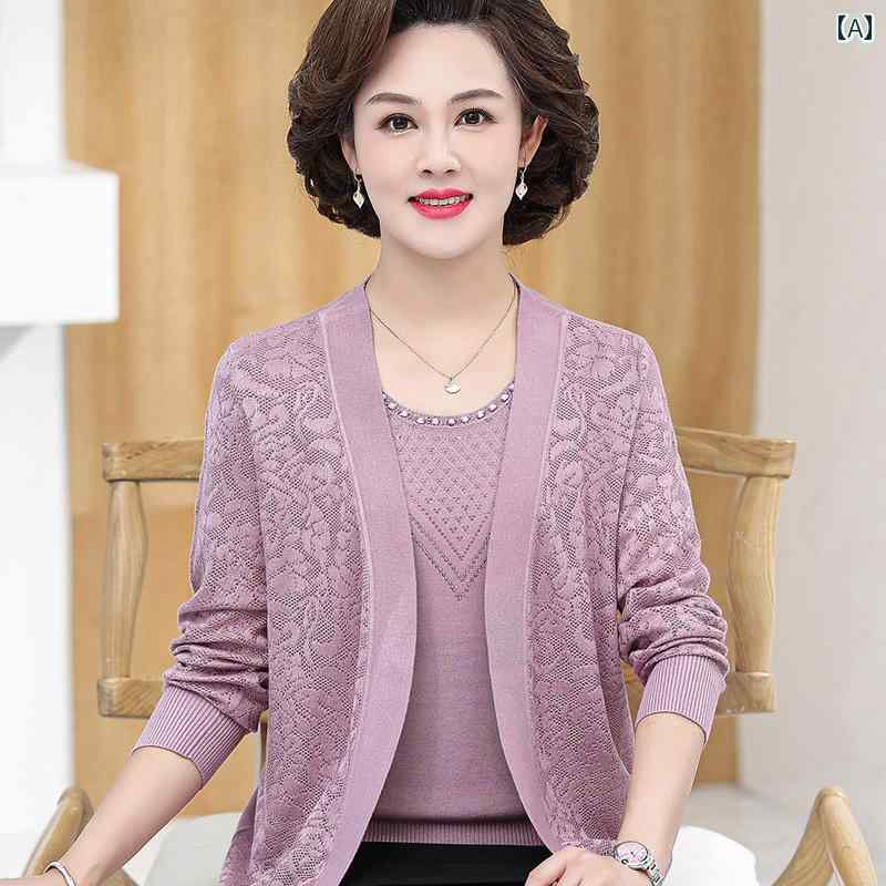 婦人服 セットアップ カジュアル レディース セーター ニット ズボン セット パンツ アンサンブル エレガント 上品 トップス ミセス シニア 春秋 ツーピース ゆったり カーディガン