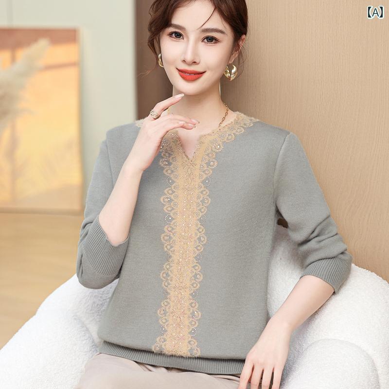 婦人服 セーター ニット 普段使い レディース エレガント カジュアル トップス ミセス シニア 冬 大きいサイズ 裏起毛 厚手 暖かい パンツ ズボン セット