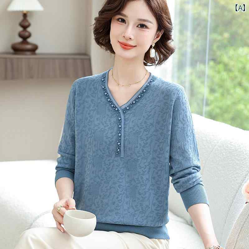 婦人服 セットアップ カジュアル レディース セーター ニット エレガント おしゃれ 上品 トップス パンツ ズボン セット 春秋 長袖 ジャカード