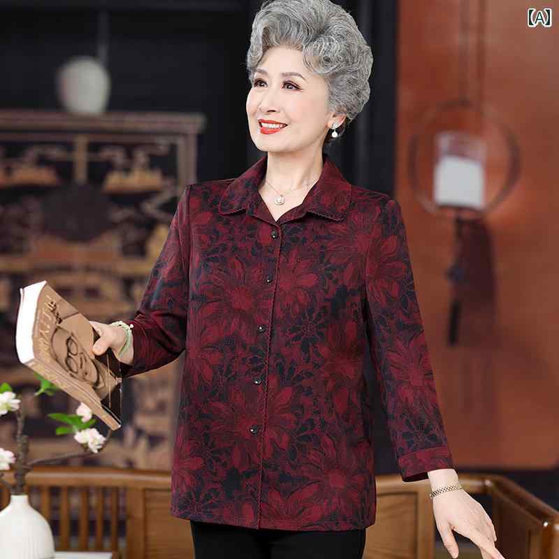 婦人服 レディース トップス シャツ 上品 シニア 伝統 レトロ パンツ ズボン セット シニア 秋 七分袖