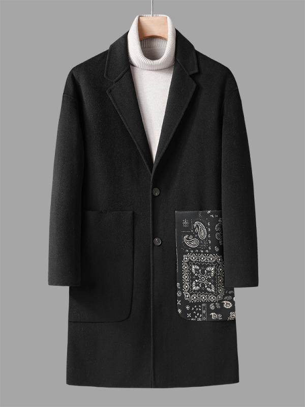 コート メンズ 男性用 冬 ミドル丈 コート 韓国 おしゃれ カジュアル プリント 大きいサイズ 両面ウール コート カラー ジャケット シングルブレスト