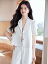 レディース スーツ ビジネス カジュアル 大人 きれい 春夏 半袖 ワイドレッグパンツ 女性 ツーピース 2点セット ショートジャケット スタイリッシュ かっこいい シンプル