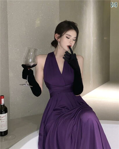 リゾート ワンピース レディース フェミニン シック ユニーク フランス Vネック サスペンダー バックレス ドレス ニット ストラップ ロング スカート リゾート ワンピース レディース フェミニン シック ユニーク フランス Vネック サスペンダー バックレス ドレス ニット ストラップ ロング スカート