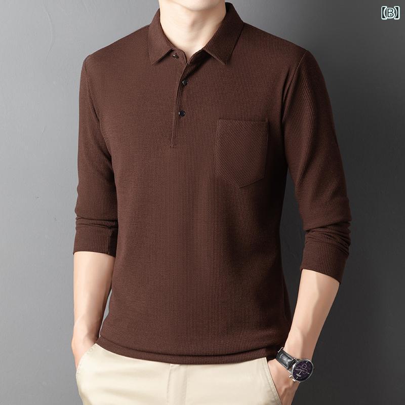 トップス 中年 メンズ 長袖Tシャツ 春秋 薄手 綿 Tシャツ お父さん 無地 レイヤリングシャツ 上質 快適 カジュアル シンプル スタイリッシュ ベーシック