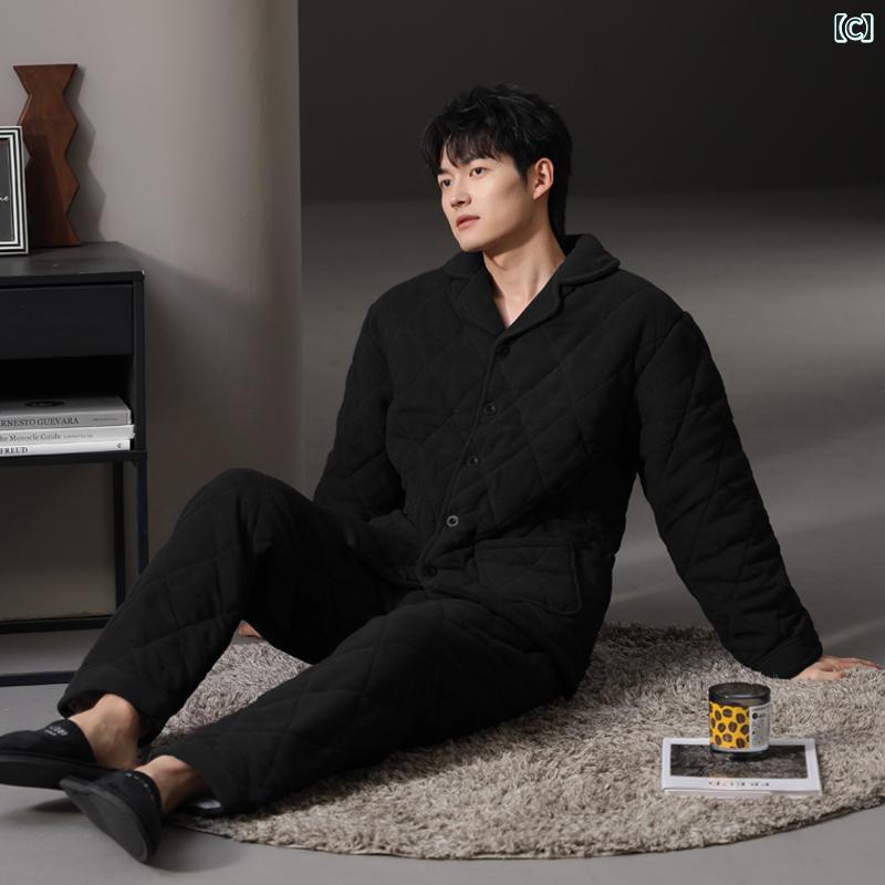 パジャマ メンズ 紳士服 部屋着 ルームウェア ナイトウェア おしゃれ リラックス シンプル セットアップ 上下セット 厚手 暖かい 冬 大きいサイズ