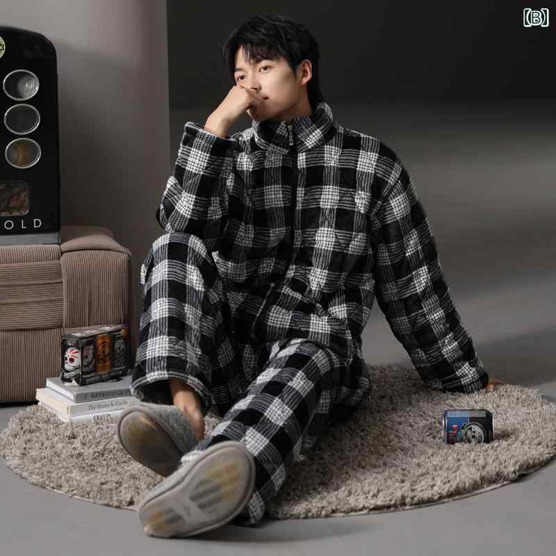 メンズ 紳士服 パジャマ 部屋着 ルームウェア ナイトウェア おしゃれ リラックス セットアップ 上下セット 厚手 キルティング 暖かい シンプル ホームウェア