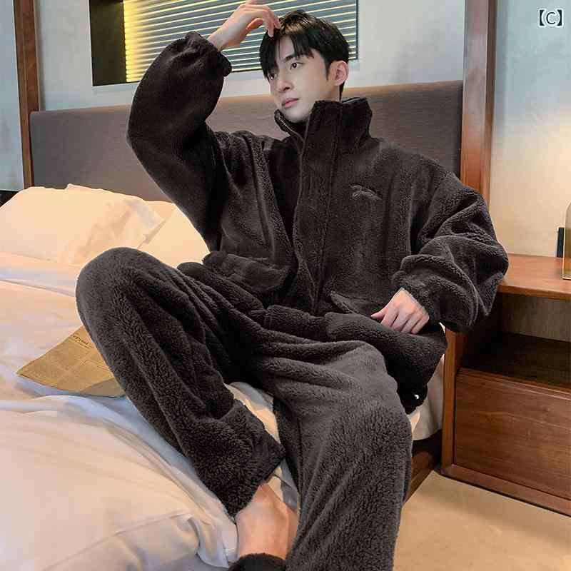 メンズ 紳士服 パジャマ 部屋着 ルームウェア ナイトウェア おしゃれ リラックス 秋冬 厚手 ティーン ホーム セットアップ 上下セット