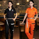 飲食店 ユニフォーム 制服 作業着 おしゃれ ファッション バー ナイトクラブ 夏 レストラン サービス スタッフ メンズ レディース 半袖 セット 大きいサイ...