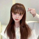 女性用 ウィッグ ワンタッチ おしゃれ フィッシュボーン 編み込み ウィッグ ヘッド バンド レディース ワンピース ヘアピン ヘッドバンド 帽子