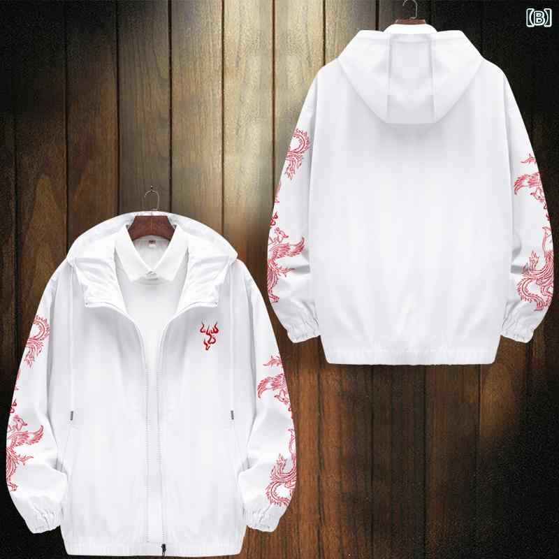 ジャケット メンズ チャイナ風 フェニックス プリント 大きいサイズ ゆったり カジュアル トップス ストリート