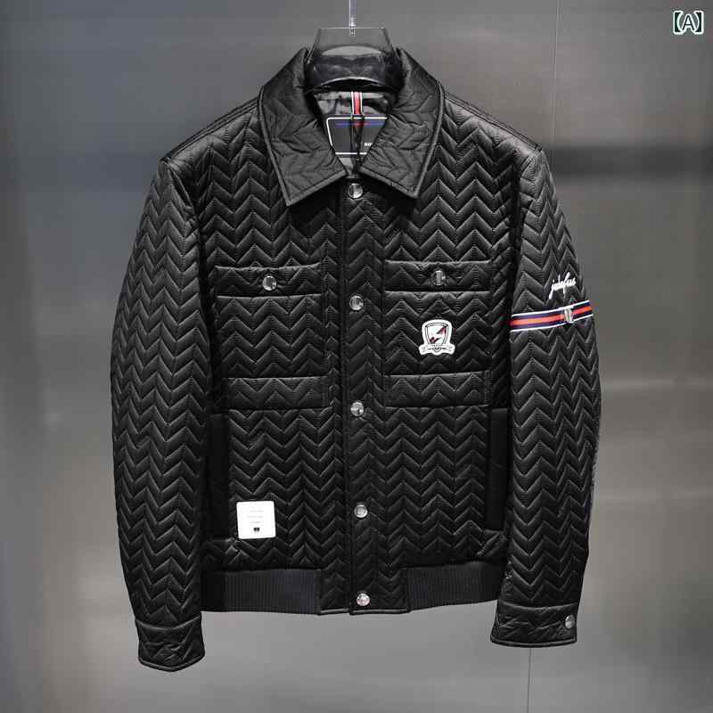 ジャケット メンズ 秋冬 ラインストーン エンボス ハードウェア 子犬バッジ カラフル ウェビング 都会的 スリム 薄手 コットン アウター