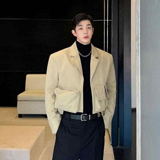 メンズ 男性用 ジャケット ショートジャケット マルチポケット シングルブレスト 春秋 おしゃれ トレンディ ファッショナブル スタイリッシュ メンズ 男性用 ジャケット ショートジャケット マルチポケット シングルブレスト 春秋 おしゃれ トレンディ ファッショナブル スタイリッシュ
