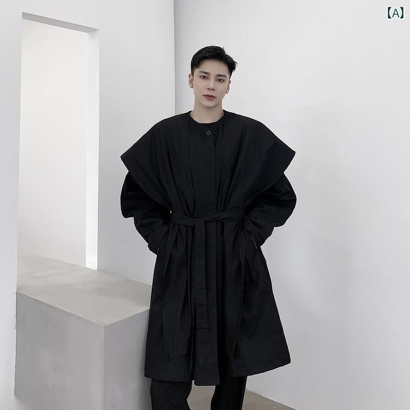 メンズ レディース コート ロングコート ショール 取り外し可能 春秋 カジュアル モダン ユニセックス タウンユース