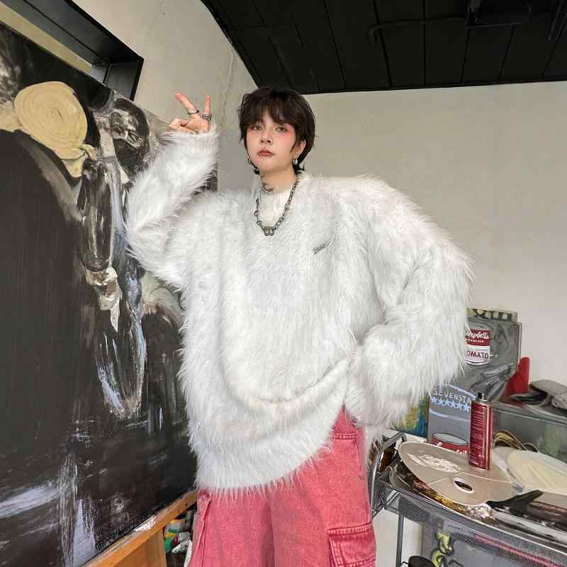 秋冬 メンズ レディース セーター プルオーバー ラウンドネック ニット ゆったり 厚手 カジュアル モダン おしゃれ タウンユース ルームウェア