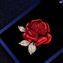 ブローチ 入学式 セレモニー レディース アクセサリー 赤 薔薇 ローズ ばら コサージュ ピン ハイエンド ジュエリー風 優雅 高級感 クラシック 上品 洗練 金メッキ ジルコニア 温かみ