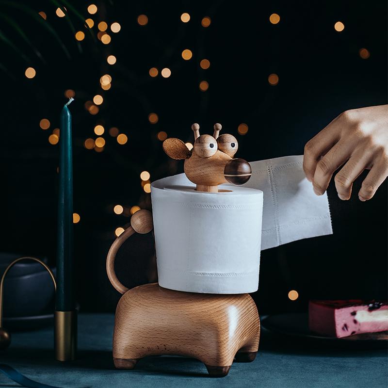 ペーパー タオル ロール ホルダー キリン 高級感 シンプル ナチュラル 無垢材 装飾 リビング ルーム ユニーク ギフト デコレーション