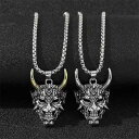ネックレス ペンダント ダーク 般若 チタン鋼 メンズ ファッション アクセサリー 個性 レトロ ヒップホップ ロック チェーン ユニーク デザイン スタイリッ...