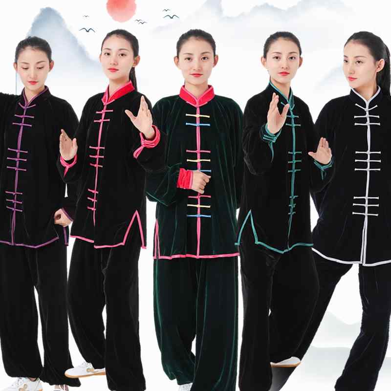 カンフー服 太極拳 体操 スポーツウェア トレーニングウェア ベルベット 暖かい 中国 練習 競技 パフォーマンス エレガント メンズ レディース