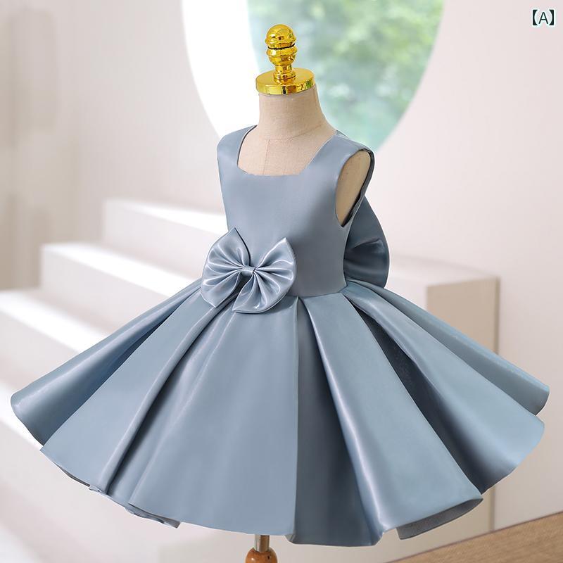 発表会 ドレス 赤ちゃん パーティー ドレス 誕生日 子供 おしゃれ 女の子 ハイエンド プリンセス ブルー キッズ ウェディング