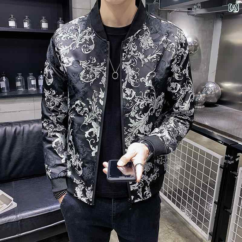 韓国 メンズ 男性 秋冬 ファッション ハイエンド ポリエステル スタンドカラー ジッパー ジャケット オールシーズン 長袖 スリム フィット