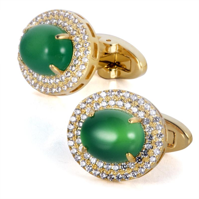 カフスボタン おしゃれ グリーン カルセドニー カフス ホワイト ジルコン メンズ レディース フレンチ シャツ クリスタル ギフト ボックス ハイエンド