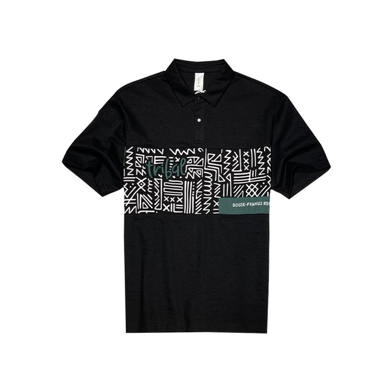 ポロシャツ ファッション プリント スプライシング 半袖 メンズ 夏 カジュアル 襟 Tシャツ 刺繍 男性 ..
