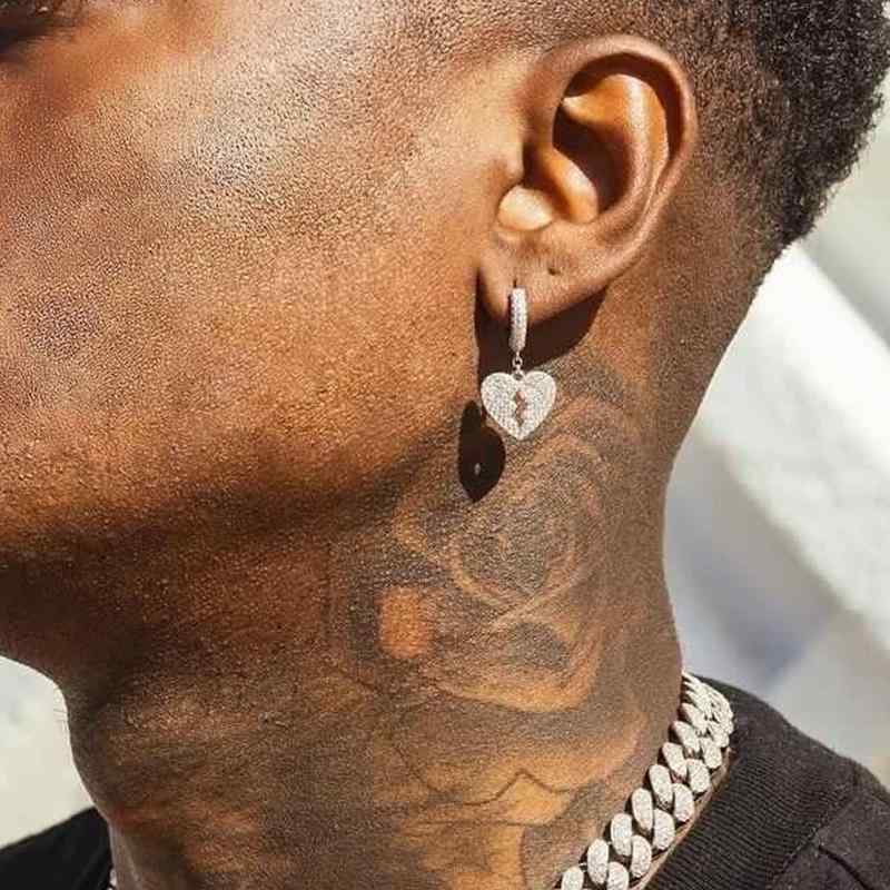 ピアス HIPHOP ジュエリー ユニセックス ヒップホップ 美しい ハートブロークン ピアス ジルコン ラブ ピアス メンズ レディース ストリート シンプル ピアス