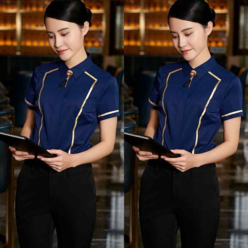 ウェイター ユニフォーム 制服 作業着 おしゃれ ファッション 女性 半袖 ケータリング レストラン フロ..