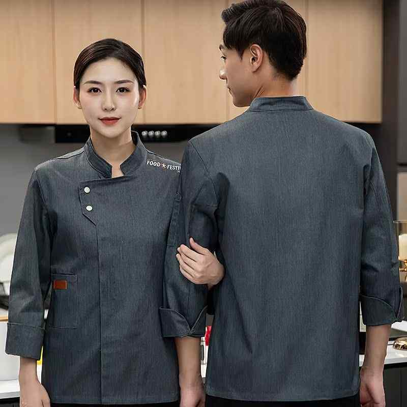 コック服 シェフ メンズ 紳士服 仕事着 制服 作業着 業務用 ユニフォーム シャツ トップス エプロン 前掛け セット 秋冬 大きいサイズ