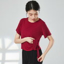 レディース トップス ダンス 女性 大人用 モダン クラッシック 練習 服 ゆったり モーダル 半袖 Tシャツ サイド タイ 衣装
