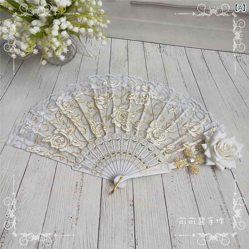 扇子 ファン ゴージャス ローズ エレガント かわいい コスプレ ロリータ ゴスロリ 甘ロリ JK レディース ファッションアイテム