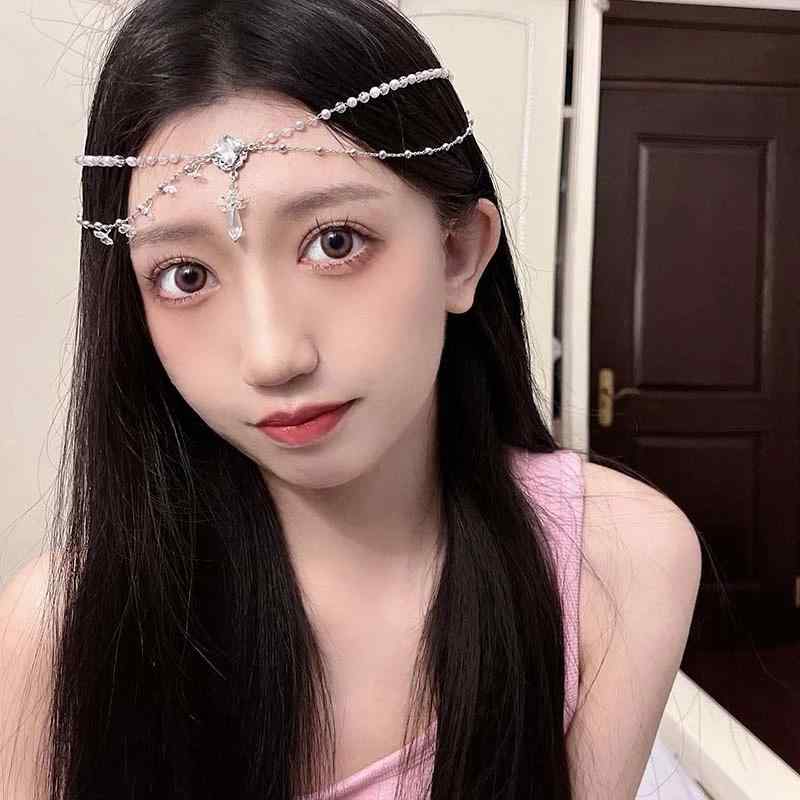 額飾り ティアラ 額 チェーン ボヘミアン エキゾチック レトロ プリンセス 額飾り ブライダルヘア アクセサリー ビーチ チェーン ジュエリー 額