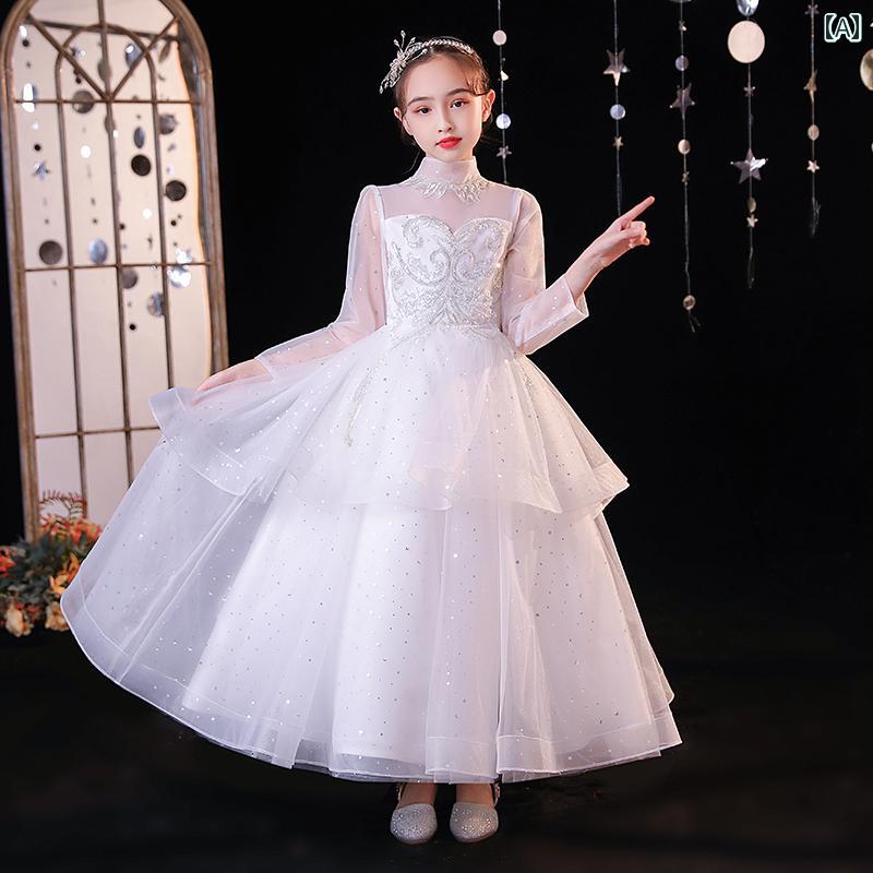 ドレス 女の子 プリンセス ドレス キッズ 誕生日 フラワーガール ウェディングドレス パフォーマンス 服 バースデードレス 写真撮影 衣装 女性